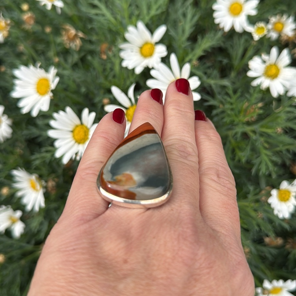 Ooac Polychrome Jasper Gemstone Statement Ring Ra… - image 6